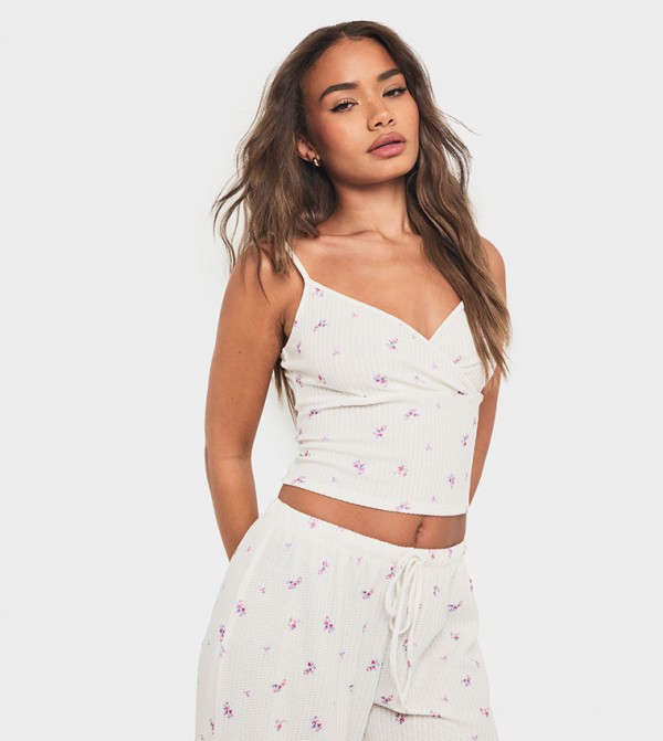 Ditsy Printed Strappy Crop Top