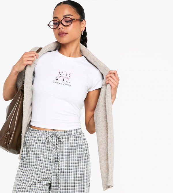 Honey Bunny Print Crop T-Shirt