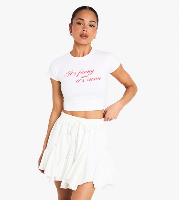 Funny and Ironic Printed Cropped T-Shirt