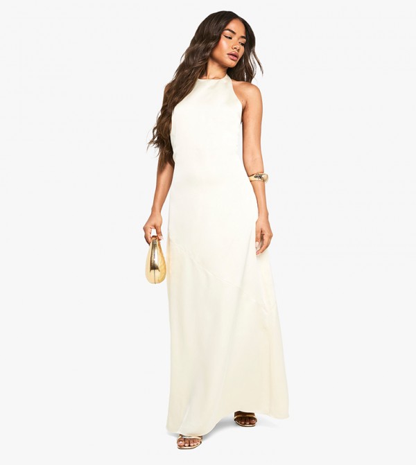 Satin Halterneck Maxi Dress