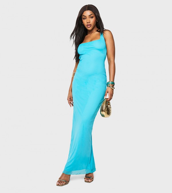 Scoop Back Mesh Maxi Dress