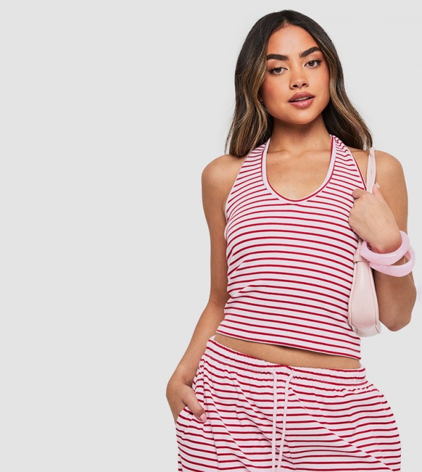 Striped Halterneck Crop Top