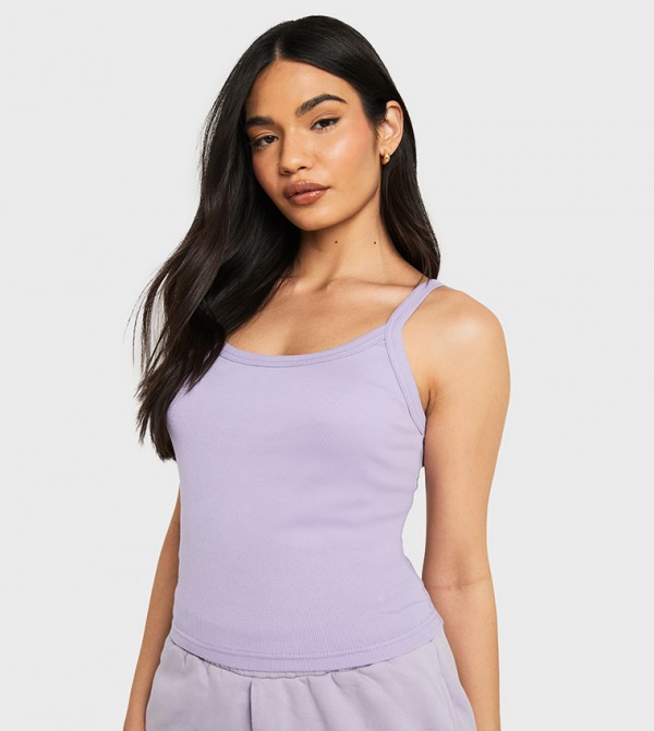 Thick Binding Strappy Rib Sleeveless Top