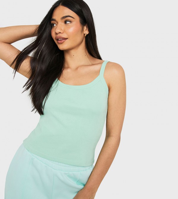 Thick Binding Strappy Rib Sleeveless Top