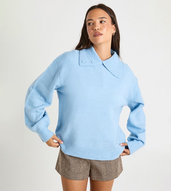 Soft Knit Oversized Polo Neck Sweater