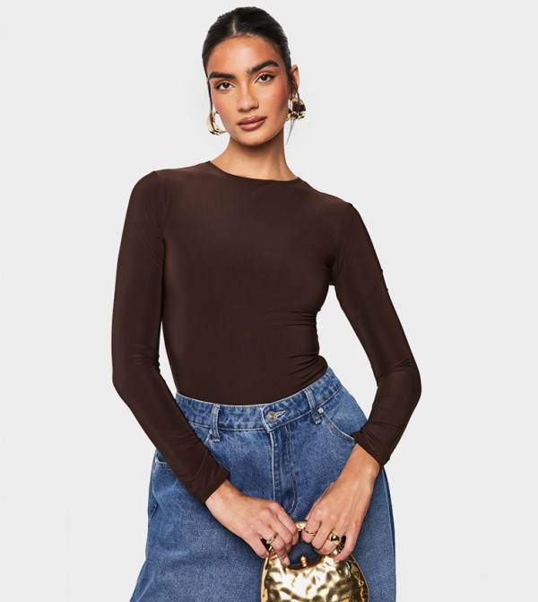 Double Layer Long Sleeves Bodysuit Top