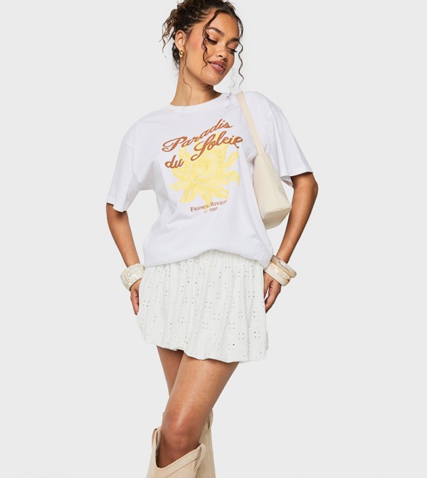 Broderie Bubble Mini Skirt