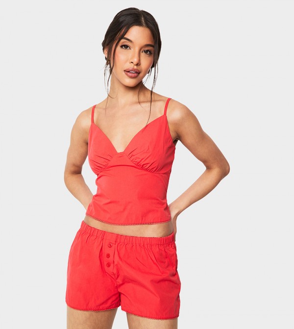 Ruched Shoulder Strap Cami Top