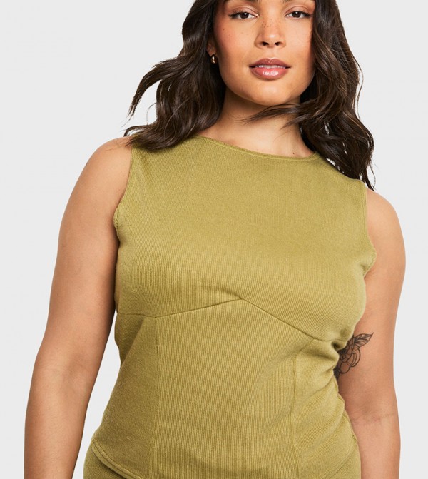 Curve Knitted Seam Detail Top