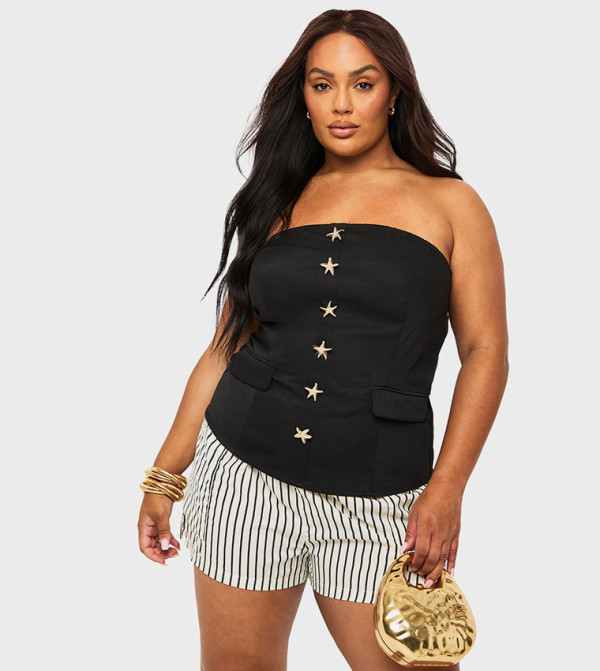 Curve Tailored Starfish Button Trim Bandeau Waistcoat