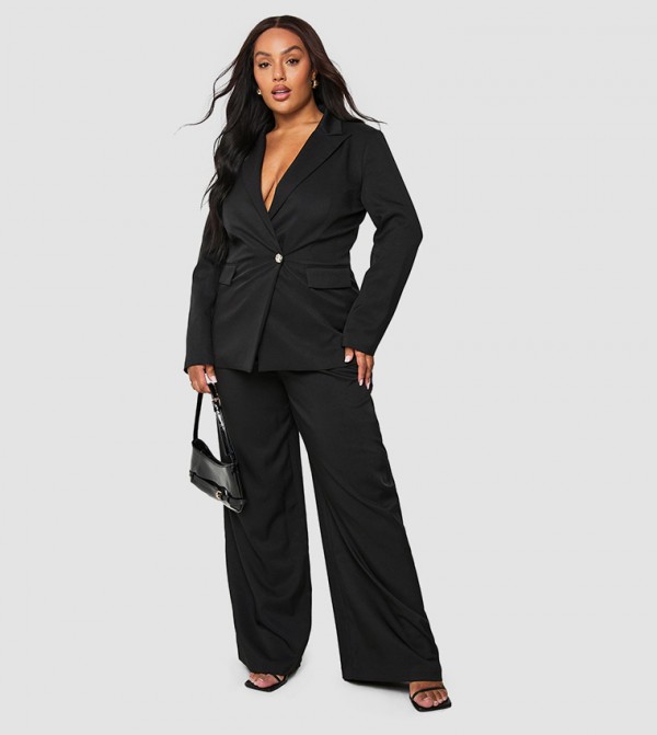 Curve Tailored Pleated Wide Leg Trousers