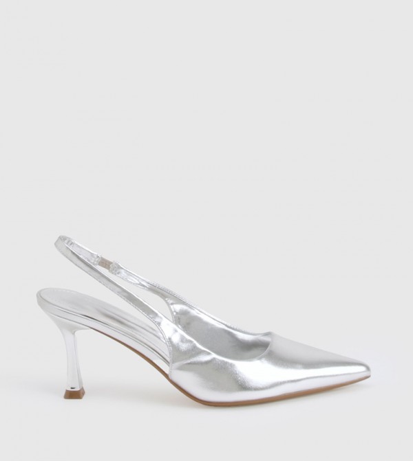 Metallic Pointed Toe Slingback Pumps