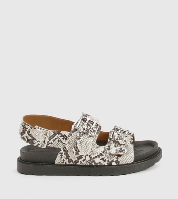Double Buckle Strappy Casual Sandals