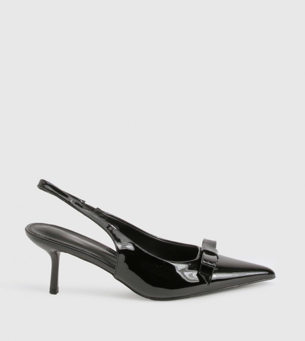 Bow Patent Pointed Toe Slingback Pumps