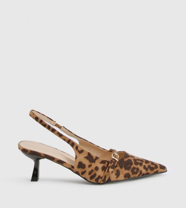 Leopard Print Buckle Slingback Pumps