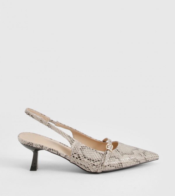 Snake Print Buckle Slingback Pumps