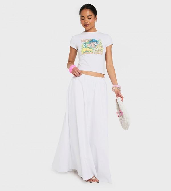 Solid A-Line Maxi Skirt