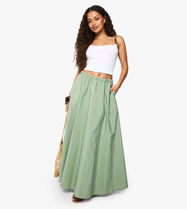 Woven A-Line Maxi Skirt