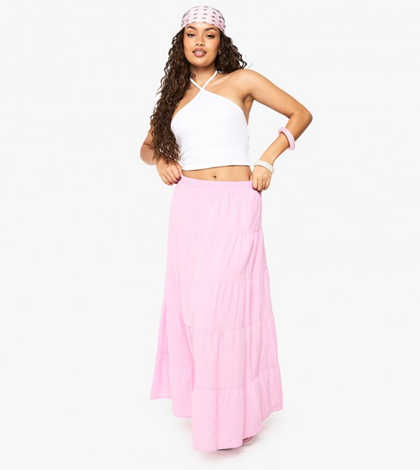 Woven Tiered Maxi Skirt