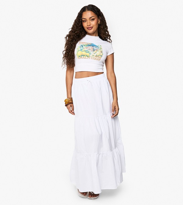 Woven Paneled Maxi Skirt