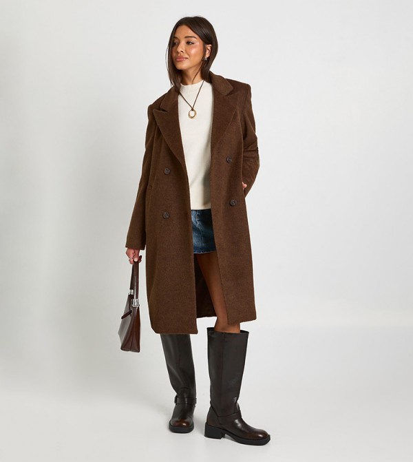 Double-Breasted Wool Look Coat