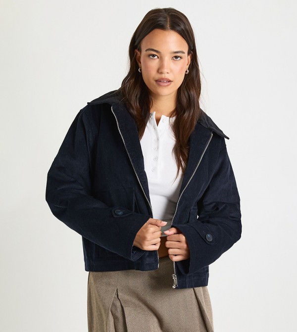 Cord Contrast Collar Jacket