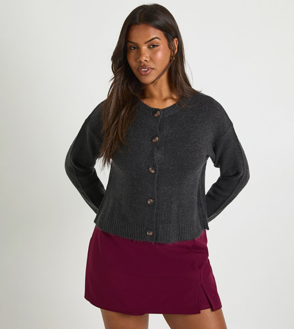 كارديغان منسوج كم طويل 