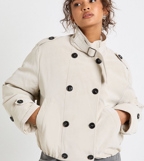 Long Sleeves Puffer Trench Coat