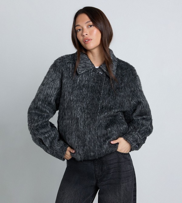 Premium Wool Look Long Sleeves Jacket