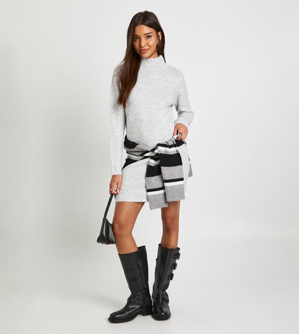 High Neck Super Soft Knitted Mini Dress