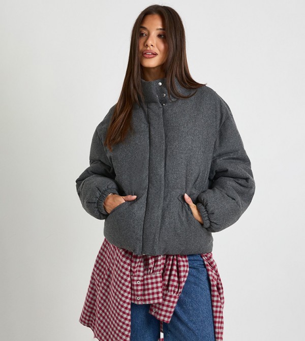Long Sleeves Wool Puffer Jacket