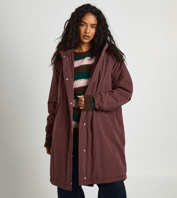 Long Sleeves Hooded Parka Coat