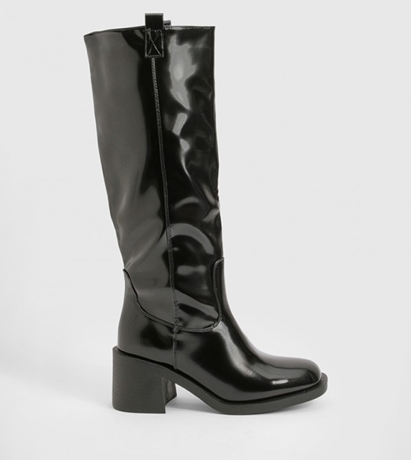 Western Block Heel Knee High Boots