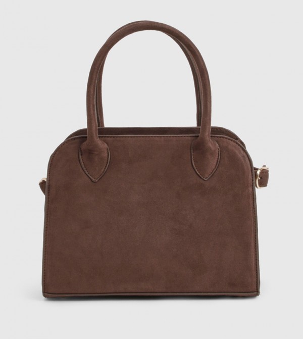 Faux Suede Bowling Grab Shoulder Bag