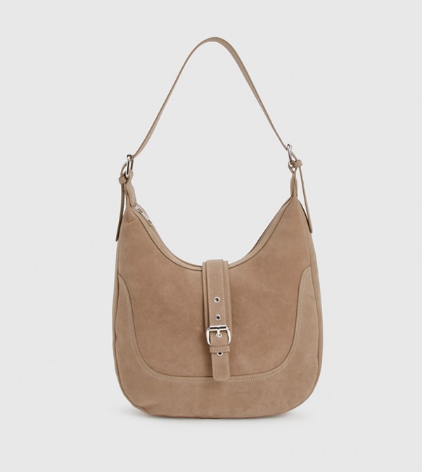 Buckle Detail Slouchy Hobo Bag