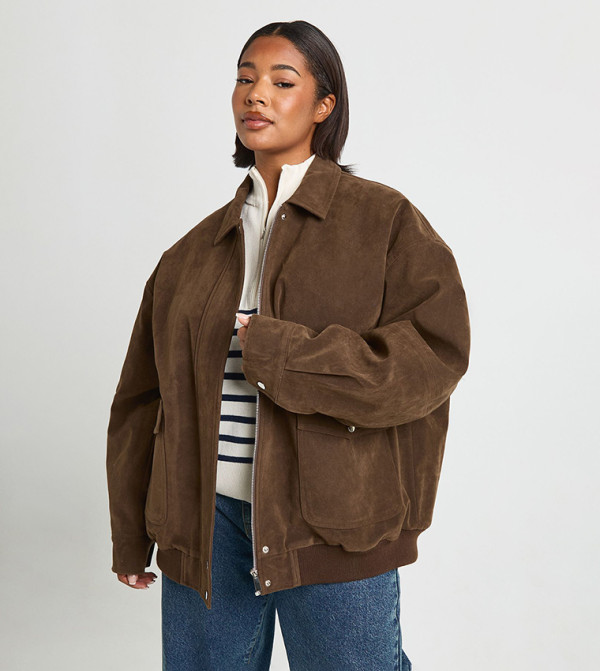 Curve Suede Bomber Jacket