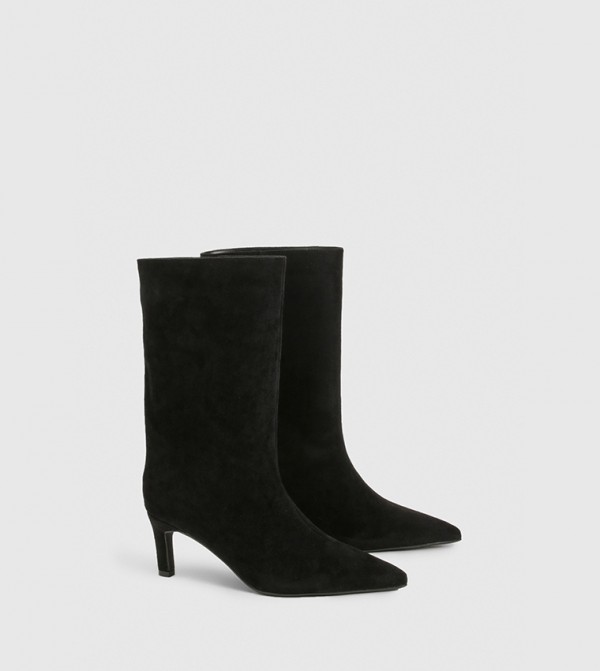 Mid Heel Stiletto Calf High Boots