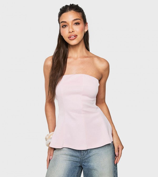Double Layer Seam Detail Peplum Bandeau Top