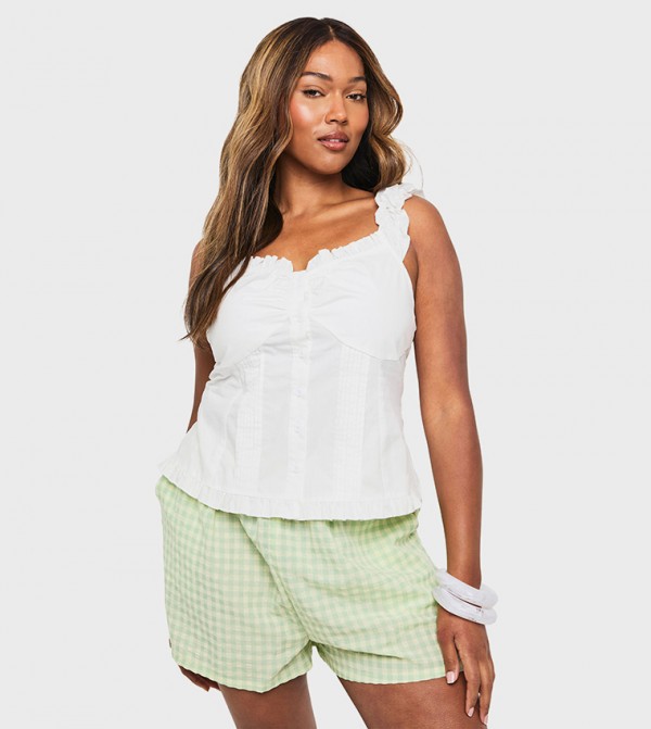 Curve Frill Button Down Cami Top