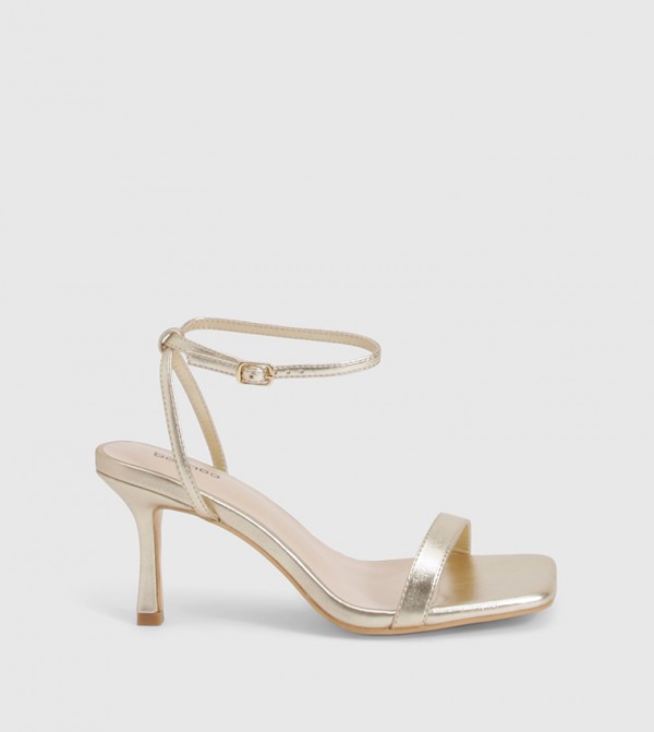 Metallic Ankle Strap 2 Part Heel Sandals