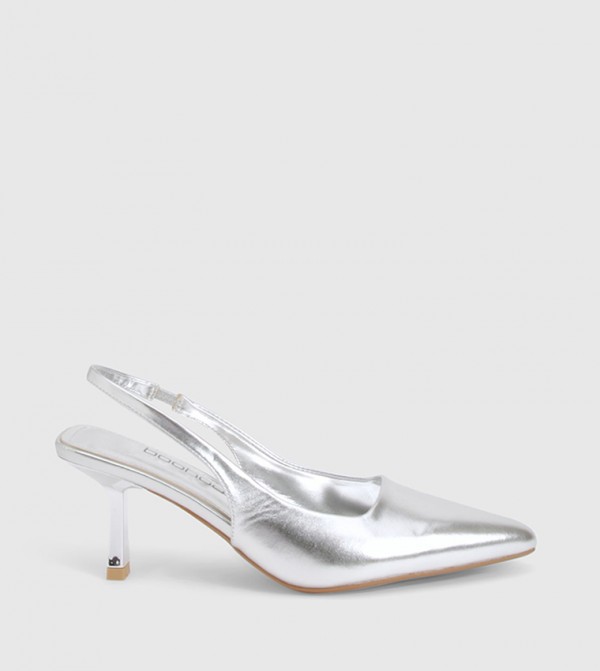 Metallic Pointed Toe Slingback Pumps