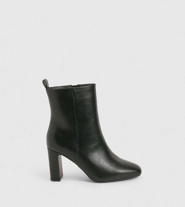 Panel Heeled Ankle Boots