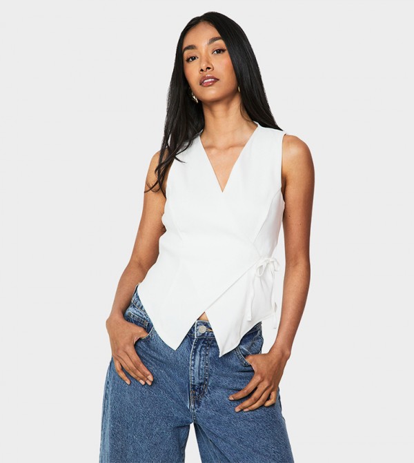 Wrap Detail Buckle Waistcoat