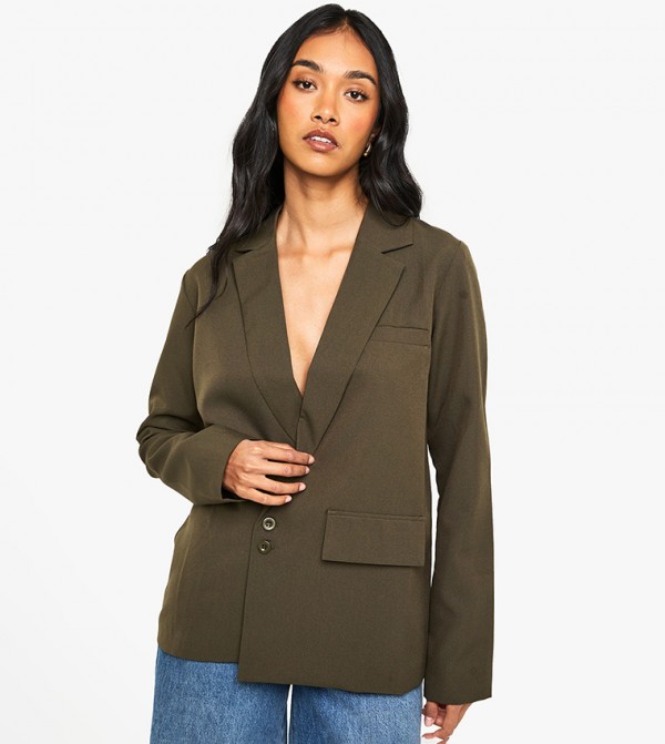 Tailored Wrap Over Long Sleeves Blazer