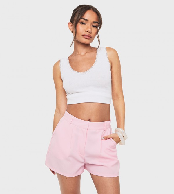 Solid High Waist Short