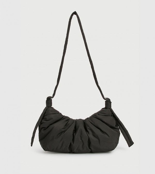 Ruched Nylon Shoulder Bag
