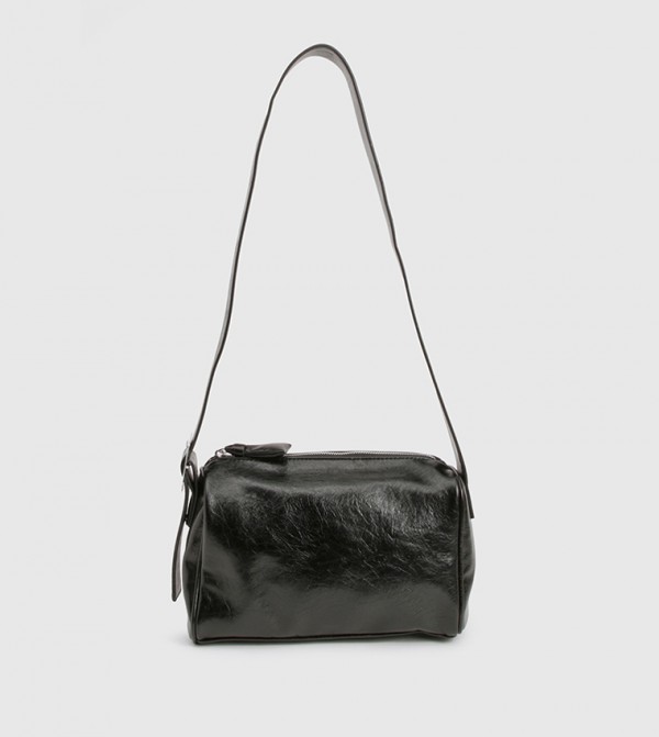 Eyelet & Buckle Detail Structured Shoulder Bag