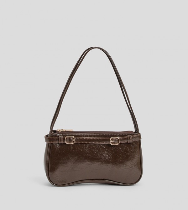 Buckle Detail Double Strap Shoulder Bag