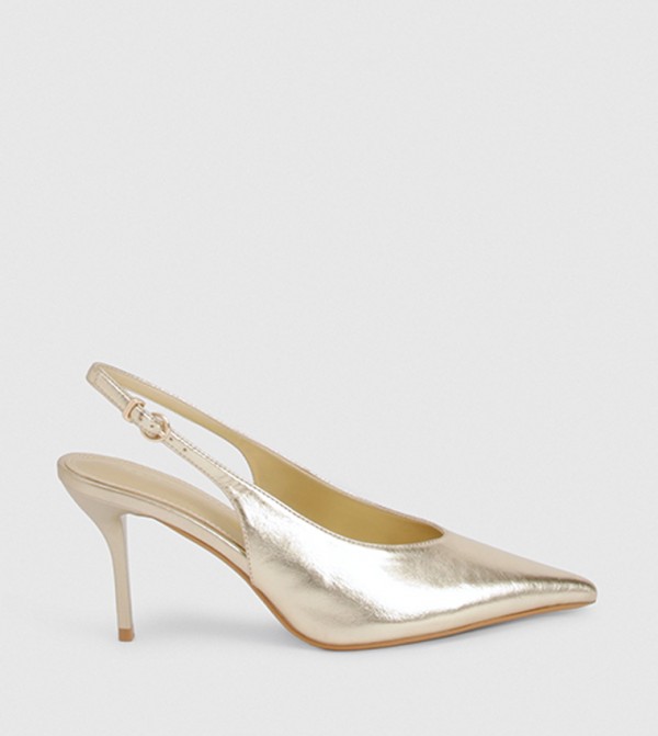 Metallic Pointed Toe Slingback Pumps