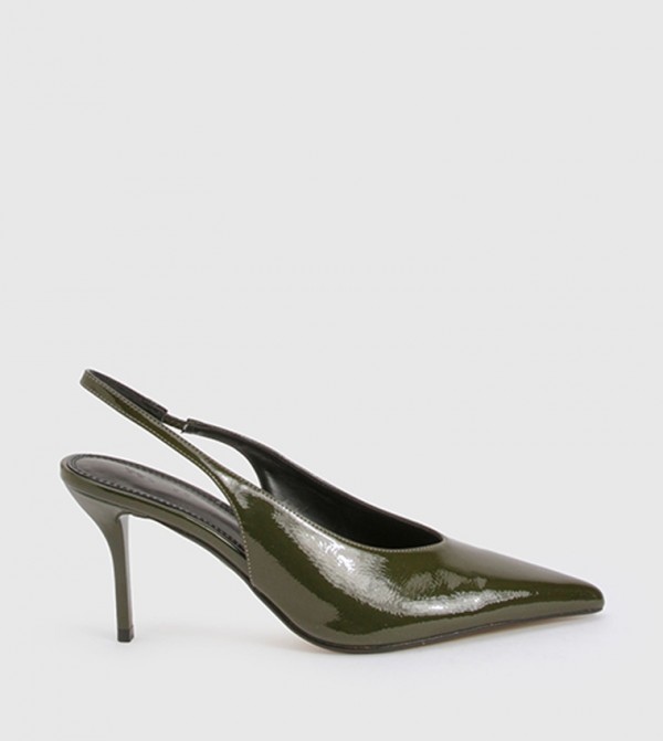 Patent Effect Slingback Pumps